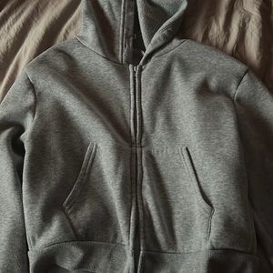 Shein grey cropped zip up hoodie